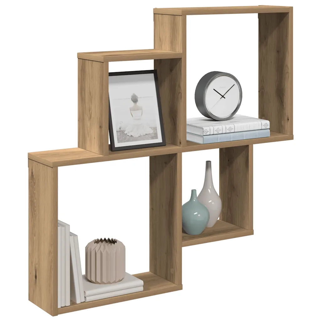 Scaffale a Parete Rovere Artigianale 80x15x78,5 cm Truciolato 856611