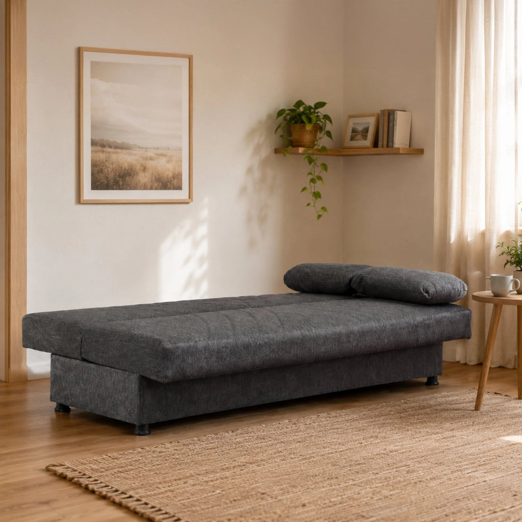 Apicella, Divano Letto 3 Posti Contenitore, 181x81 cm Marrone