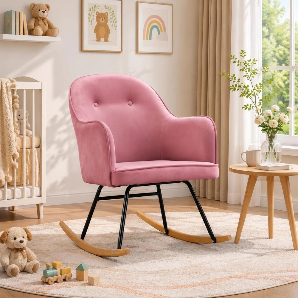 Rocking Chair Pink Velvet
