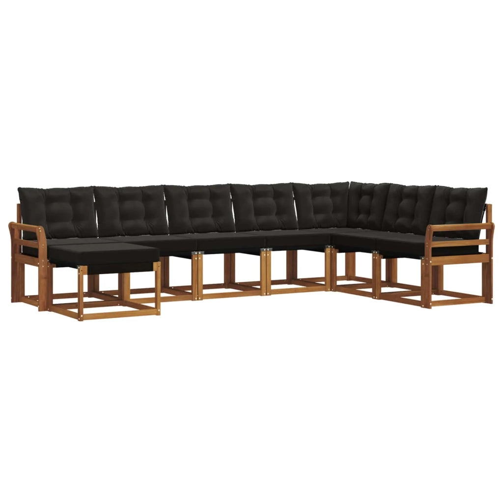 Set di divani da esterno con cuscino 8 pcs Naturale e Nero