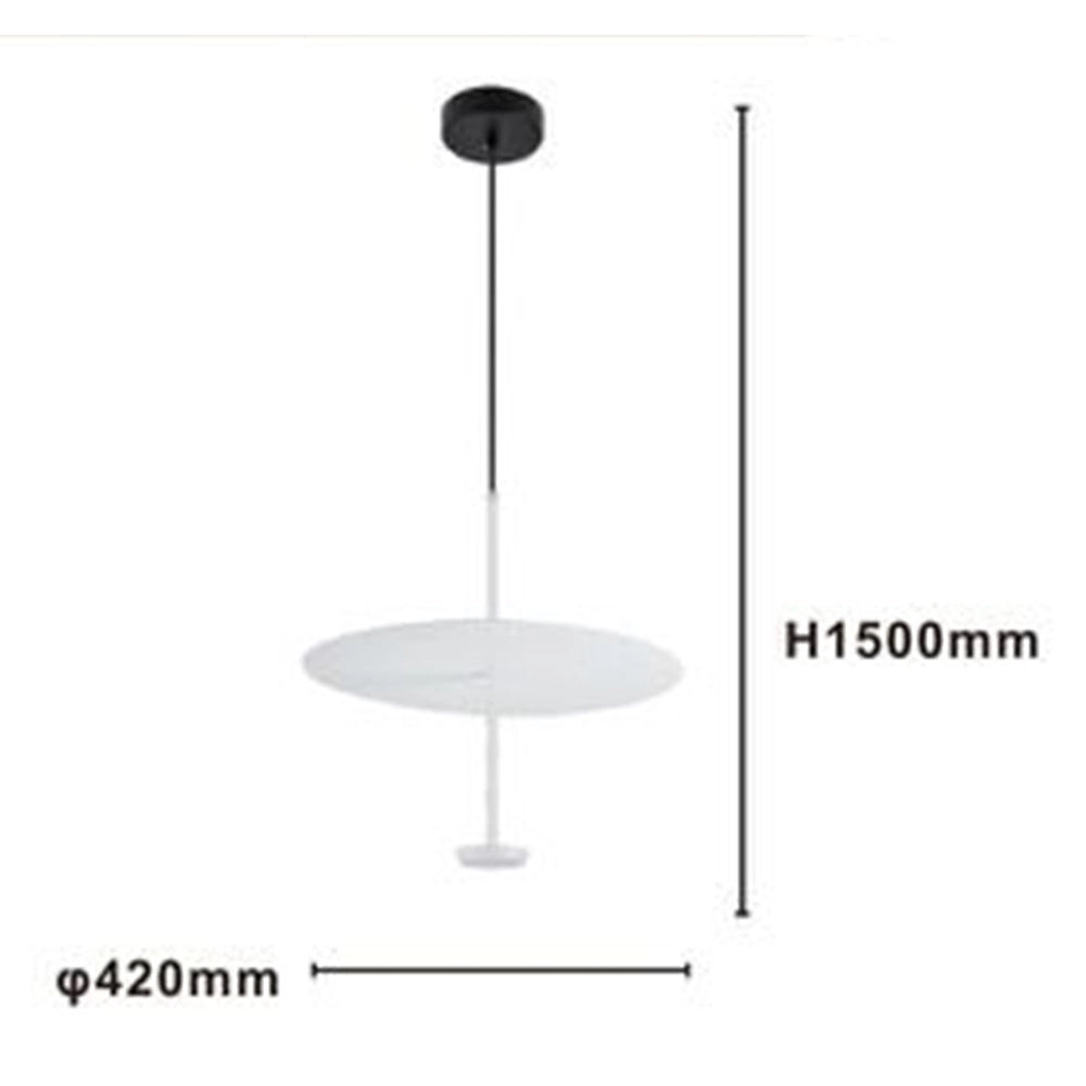Trade Shop - Lampadario A Sospensione Luce 6500k Led 18w Disco Paralume Piatto Bianco Rotondo 33160 -