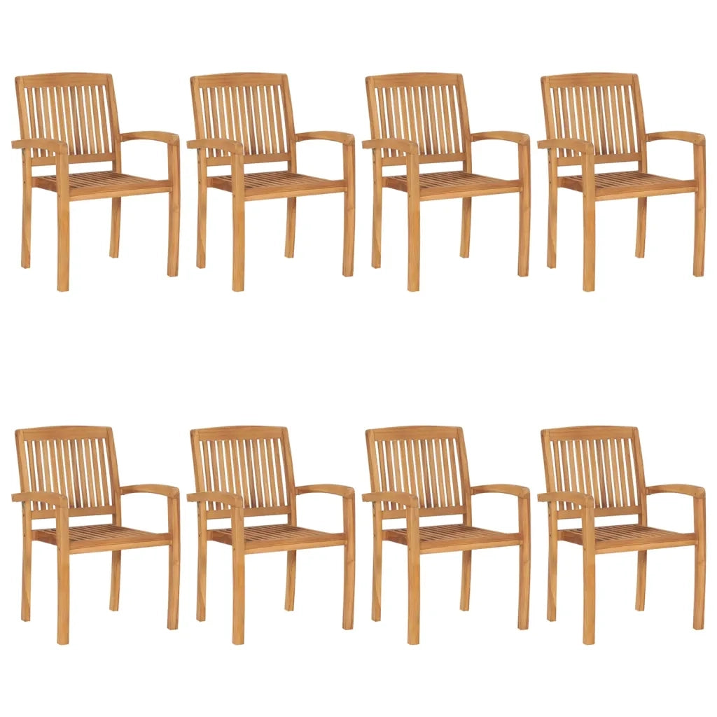 Sedie da Giardino Impilabili 8 pz con Cuscini Massello di Teak 3073288