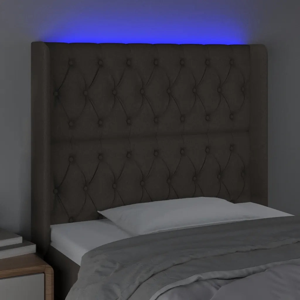 Testiera a LED Tortora 103x16x118/128 cm in Tessuto 3124378