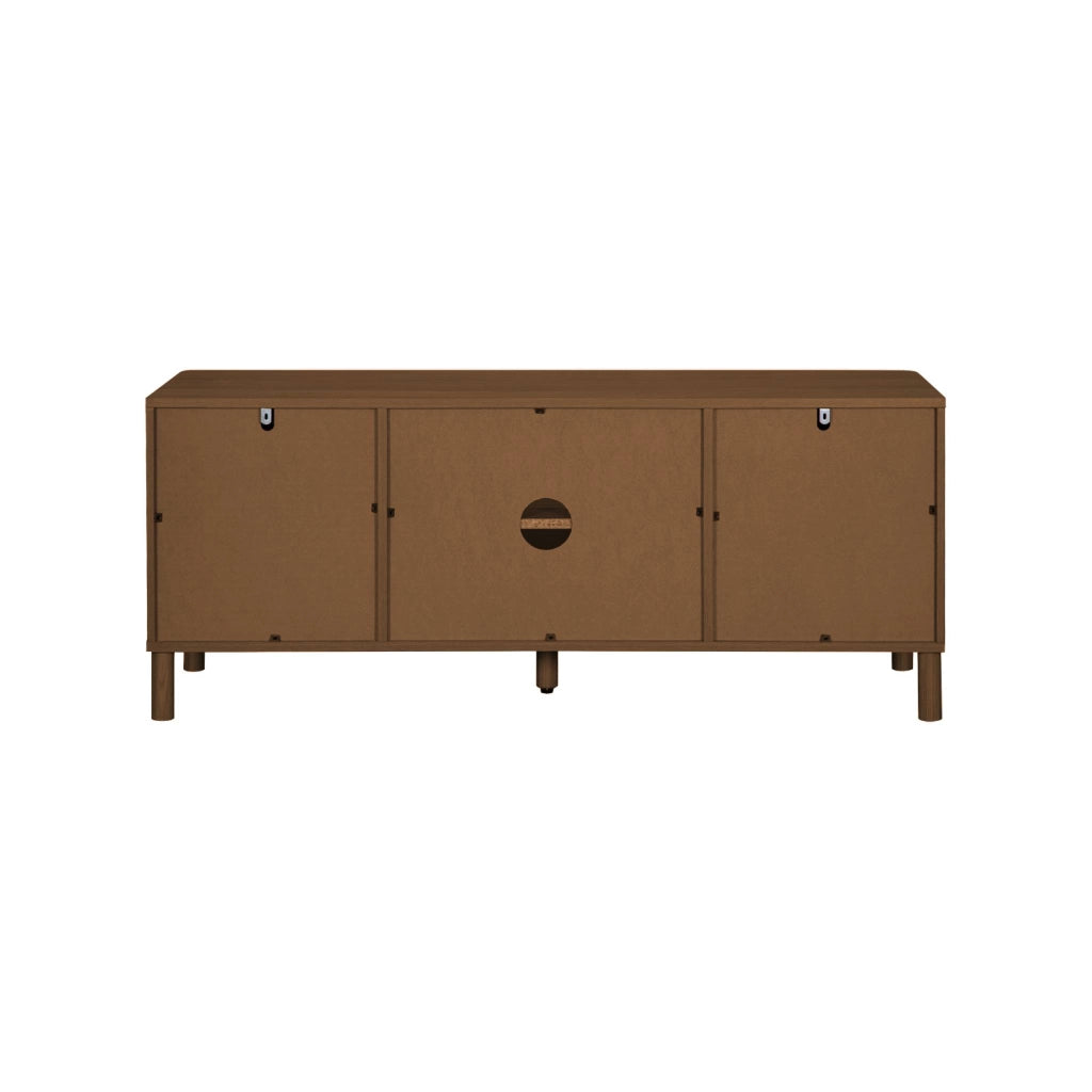 Mobile tv vintage in legno e rattan con 2 ante 120cm, noce