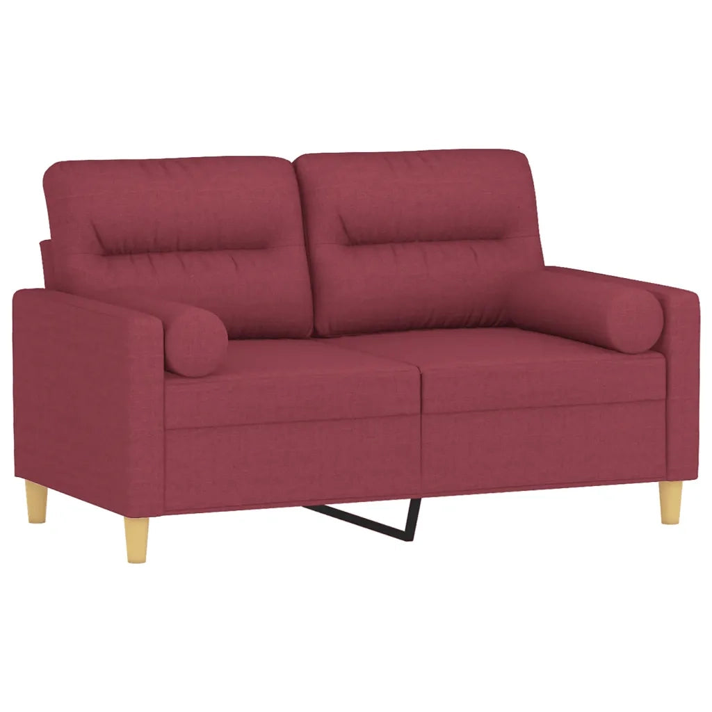 Divano a 2 Posti con Cuscini-Sofa 2 Posti con Cuscini Rosso Vino 120 cm in Tessuto 420240