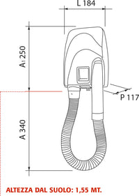 Asciugacapelli Phon da Parete con Tubo 900W Vama Atelier Shaver Bianco