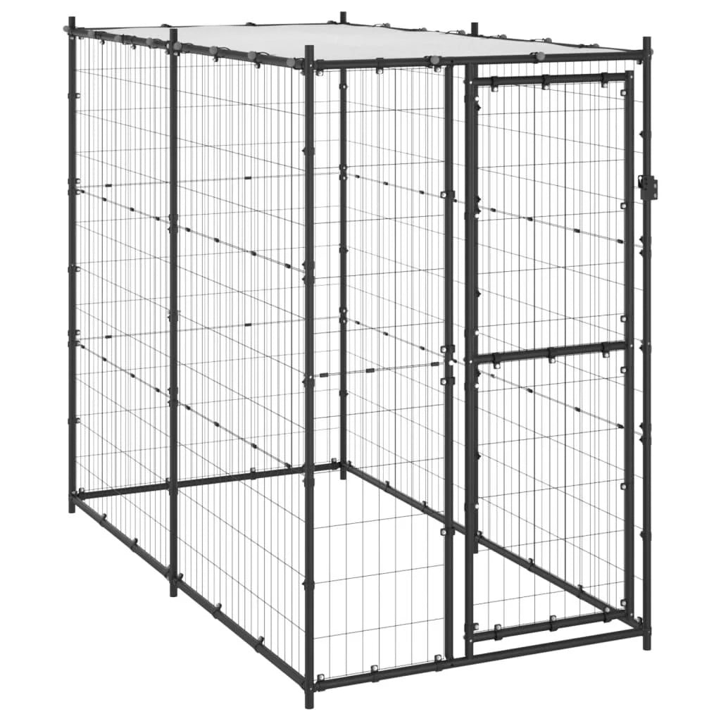 Cuccia per cani da esterno gabbia recinto parco animali recinto per cani in acciaio con tetto 110 x 220 x 180 cm 02_0000377