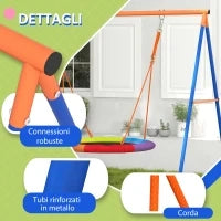 Altalena da Giardino a Nido per 1-2 Bambini in Metallo Rinforzato, 196x172x180cm, Multicolore