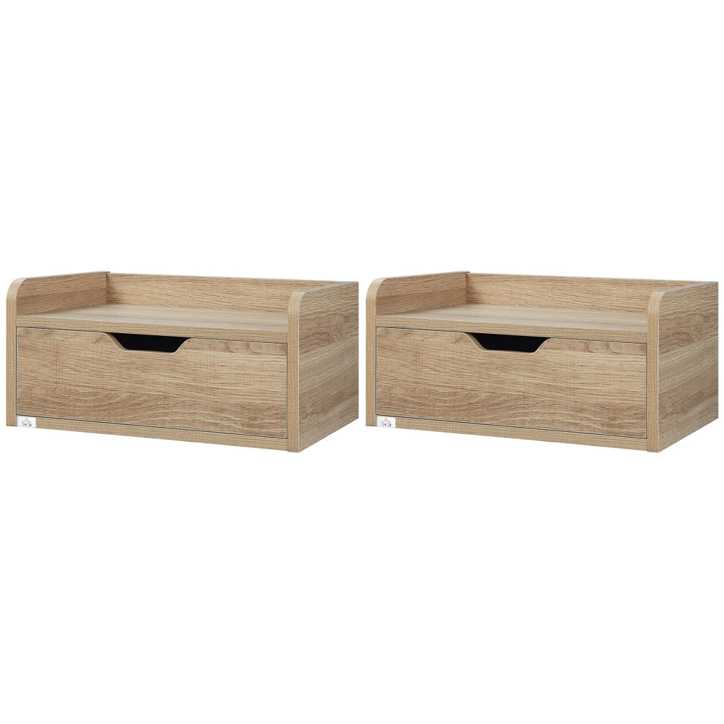Comodino da parete con cassetto ¨C Xylo ¨C legno naturale 40x30x19,5 cm