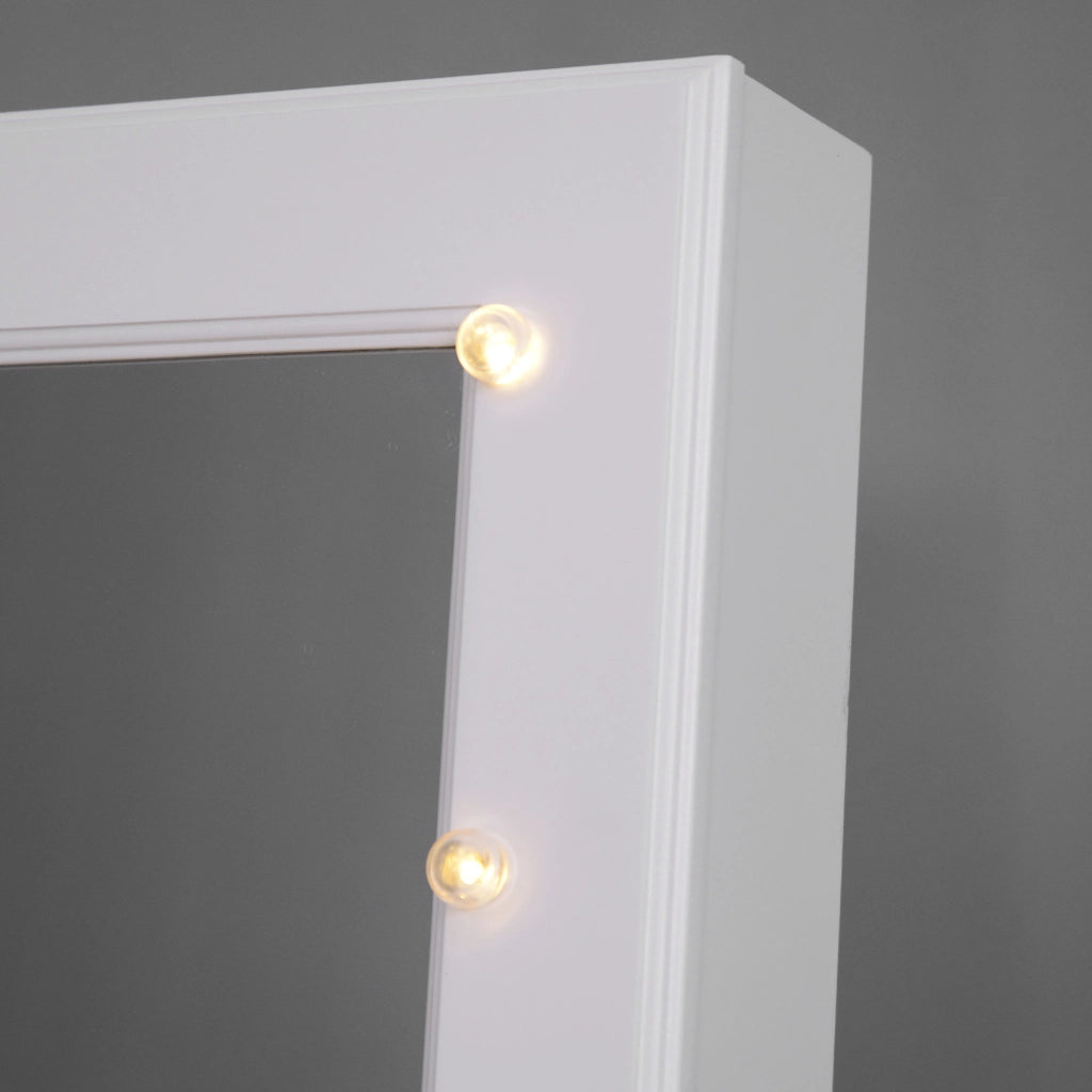 Armadio Portagioielli con Specchio e Luci LED ¨C Zephmum ¨C Legno Bianco 40x37x146 cm