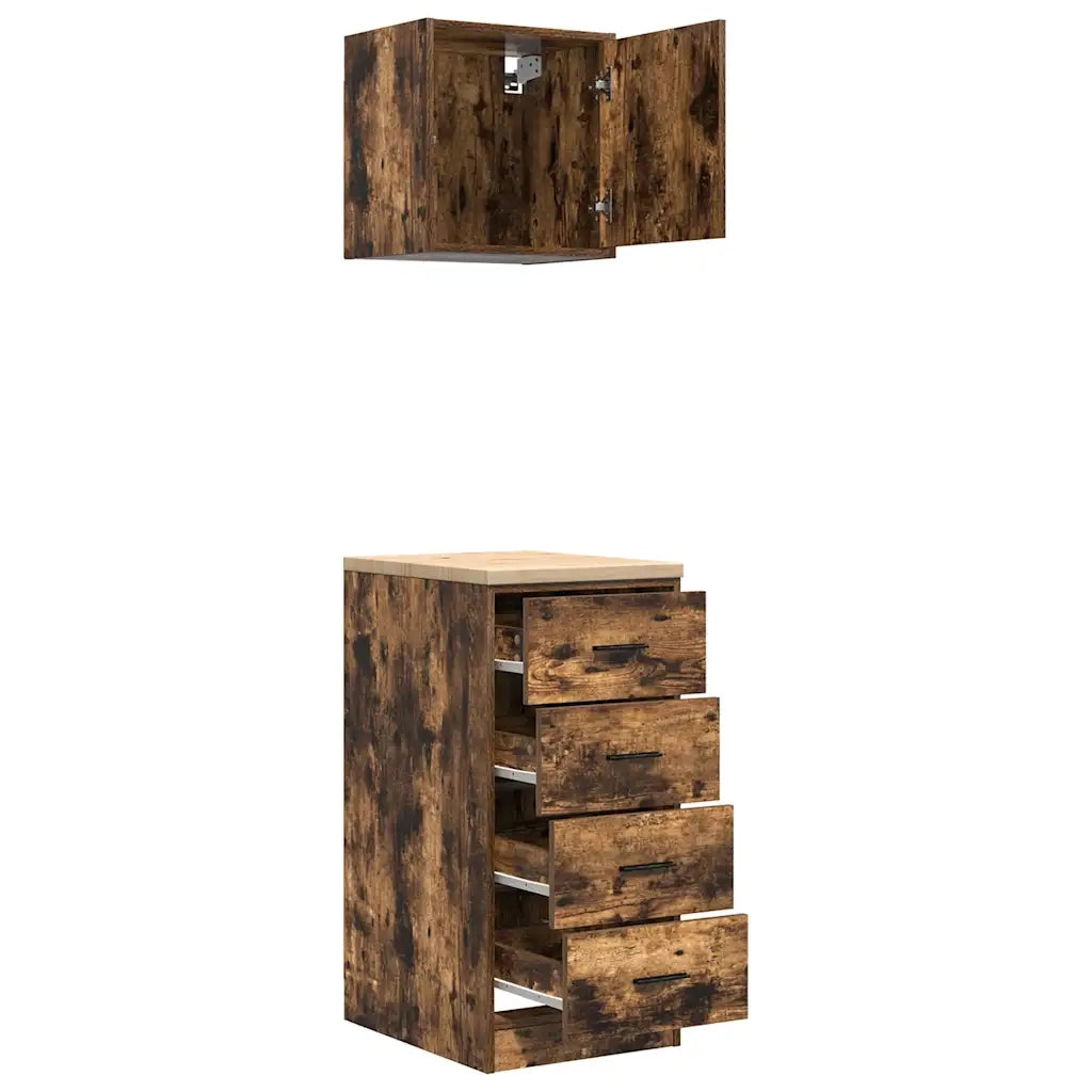 Armadi da Garage 2 pz Rovere Fumo in Legno Multistrato CFW4227776