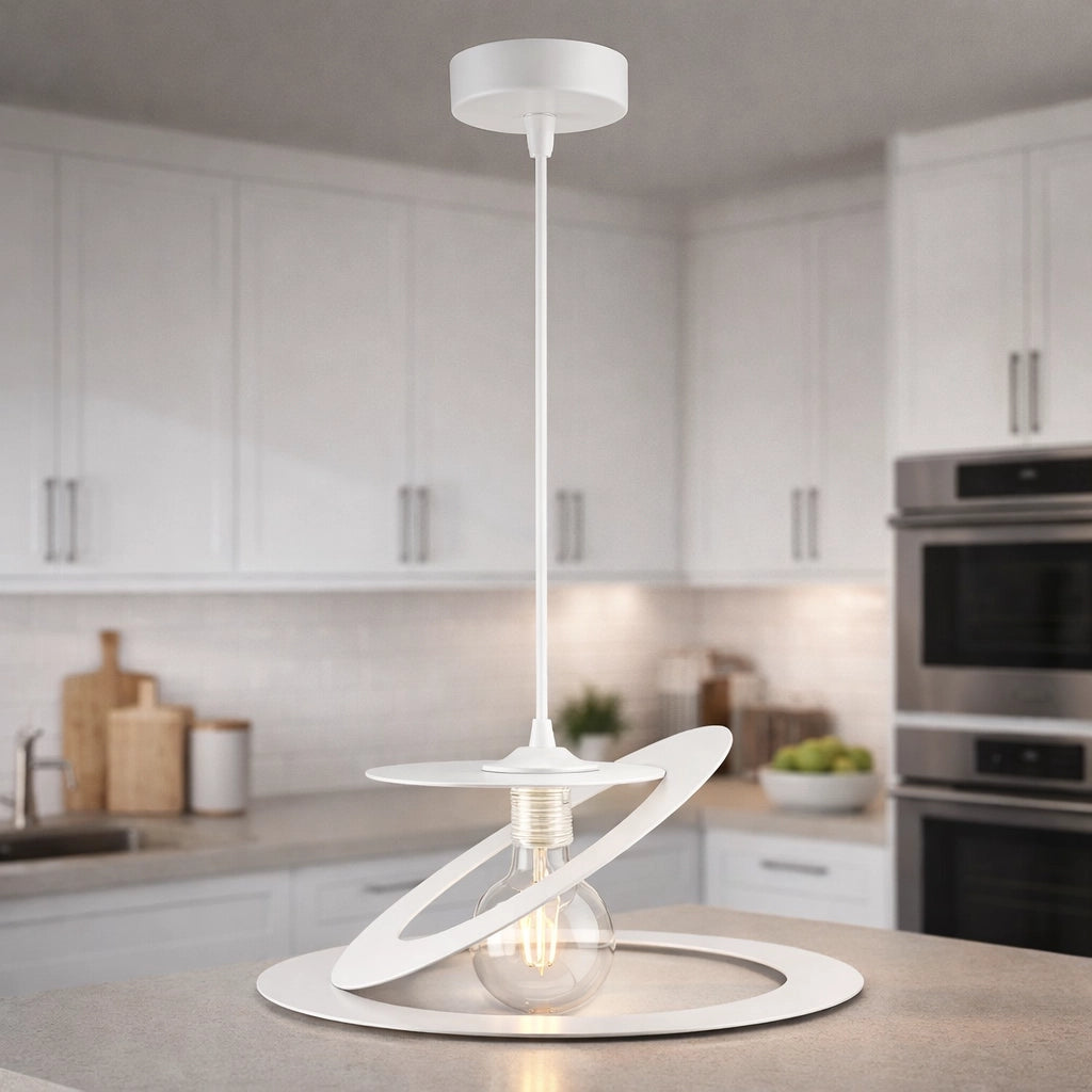 Lampadario Sospensione Metallo Taglio Laser 40 cm 1 luce  E27 Bianco