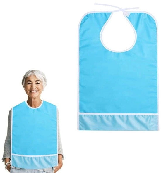Slabbino impermeabile per adulti, protezione per abbigliamento, slabbino per adulti e anziani, slabbino impermeabile lavabile per adulti e anziani, ripiegabile.