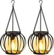Lampade Solari da Esterno 2 Pezzi Lampade Metalliche con LED più Grande IP65 Impermeabili Decorazione per Giardino con Gancio e Catena per Terrazza e Prato