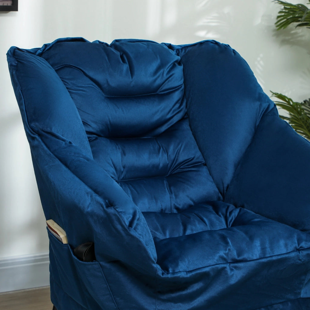 Poltrona Relax con Poggiapiedi ¨C Zephmum ¨C Blu Tessuto 88x98x108