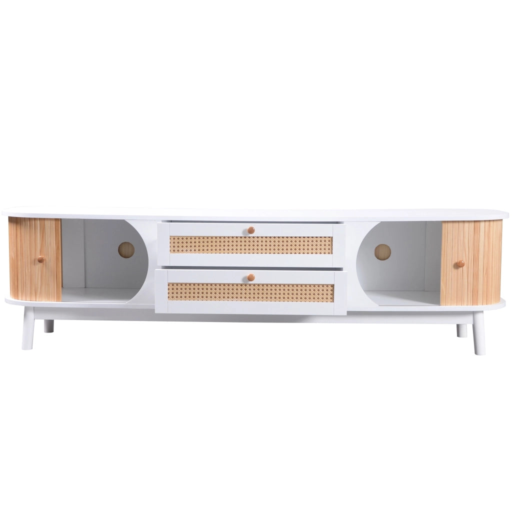 Mobile TV con ante e cassetti in MDF e finitura legno bianco 170 × 46 × 39,5 cm