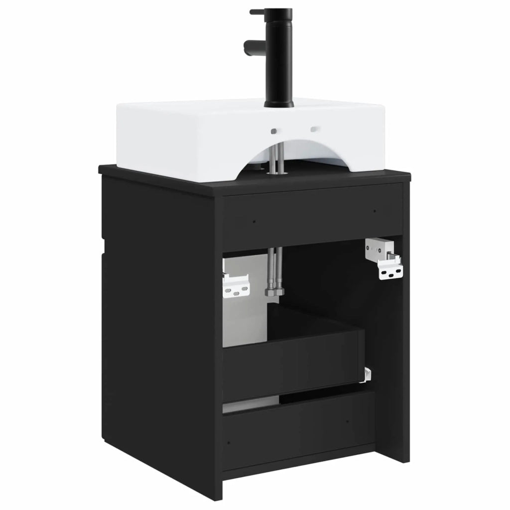 Mobile Lavabo da Parete Nero 39 x 41 x 62,5 cm