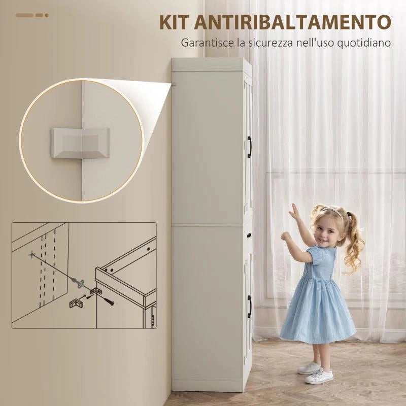 DISPENSA CUCINA IN STILE COUNTRY CON 2 ARMADIETTI, 6 RIPIANI E CASSETTO, IN LEGNO, 76X39.5X183.5 CM, BIANCO