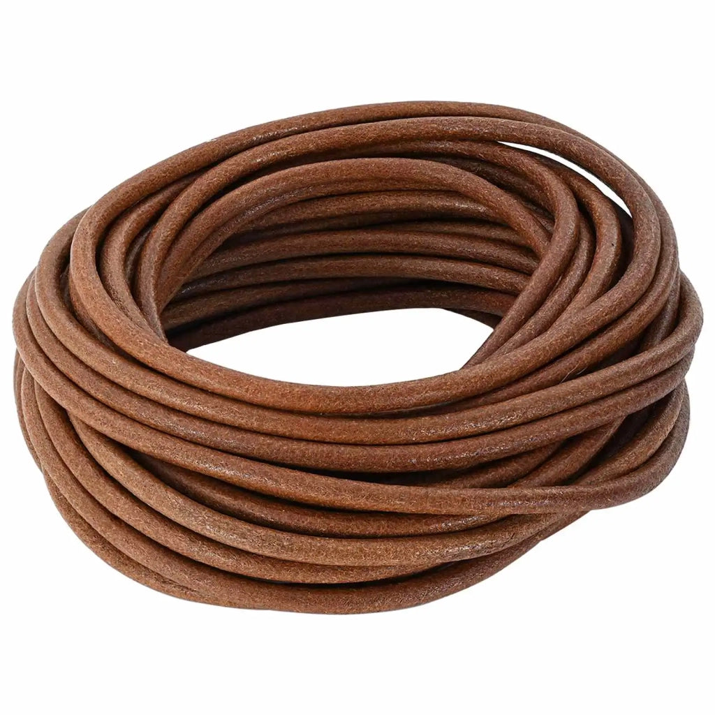 Cordino in Pelle Marrone Chiaro Ø5 mm x 50 m Pelle