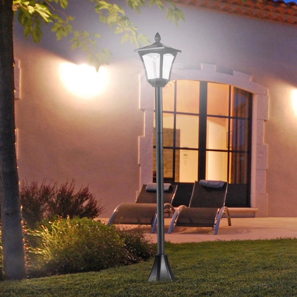 Lampada da giardino solare LED 160 cm ¨C zephmum ¨C nero acciaio inossidabile