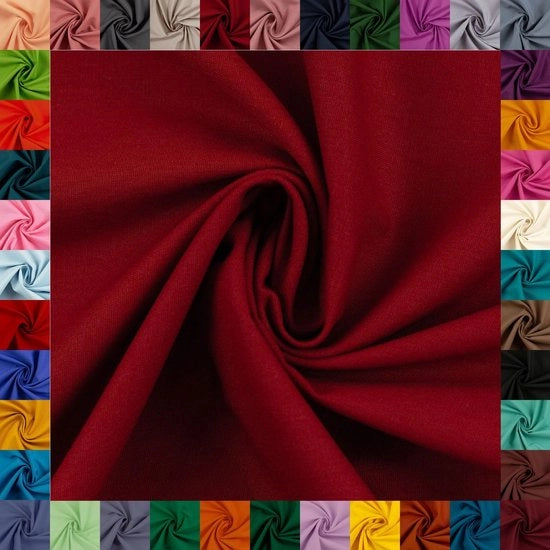 Stoffa di cotone HEIDE, Swafing, 42 colori lisci, lisci, 100% cotone, coupon, Oeko-TEX Standard 100 (rosso bordeaux, 2 m)