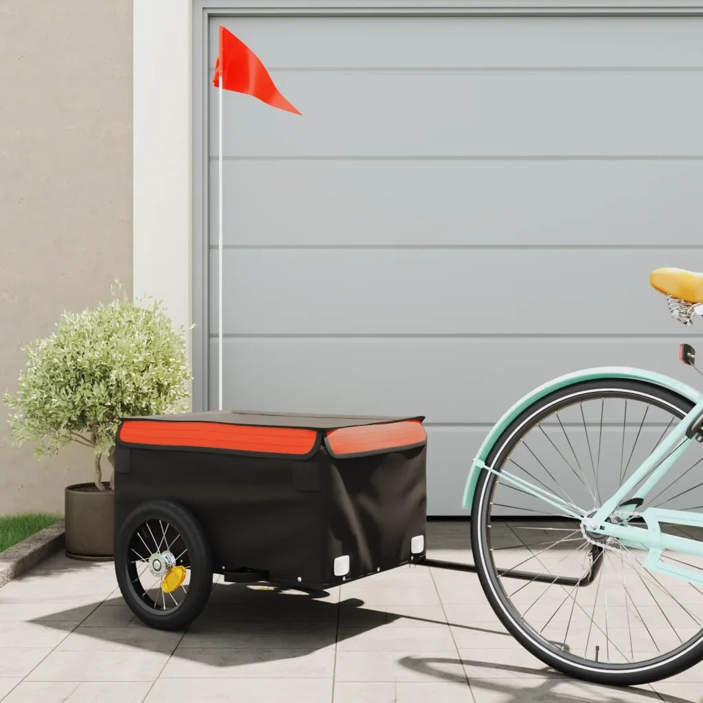 Rimorchio da Bici Nero e Arancione 30 kg in Ferro 94075