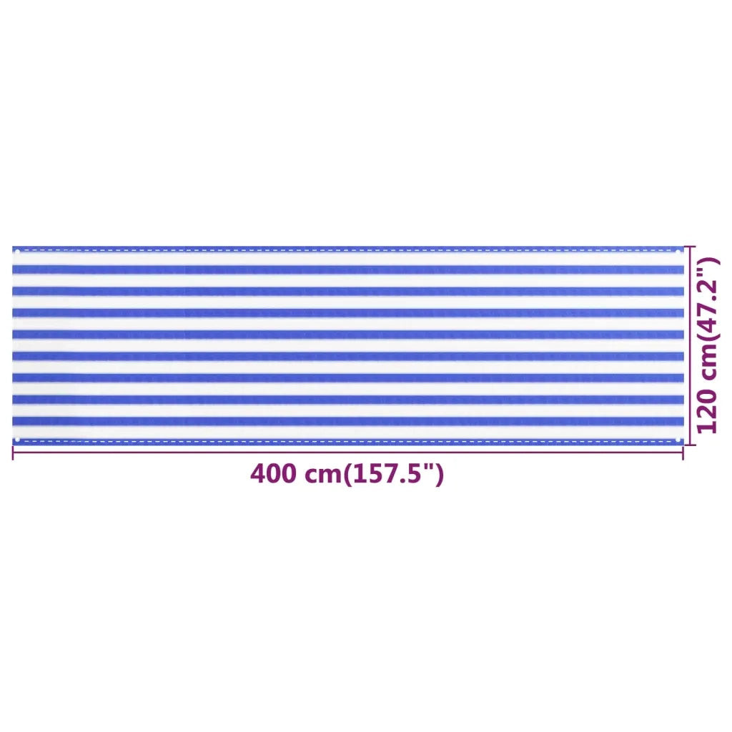 Paravento da Balcone Blu e Bianco 120x400 cm in HDPE 310893