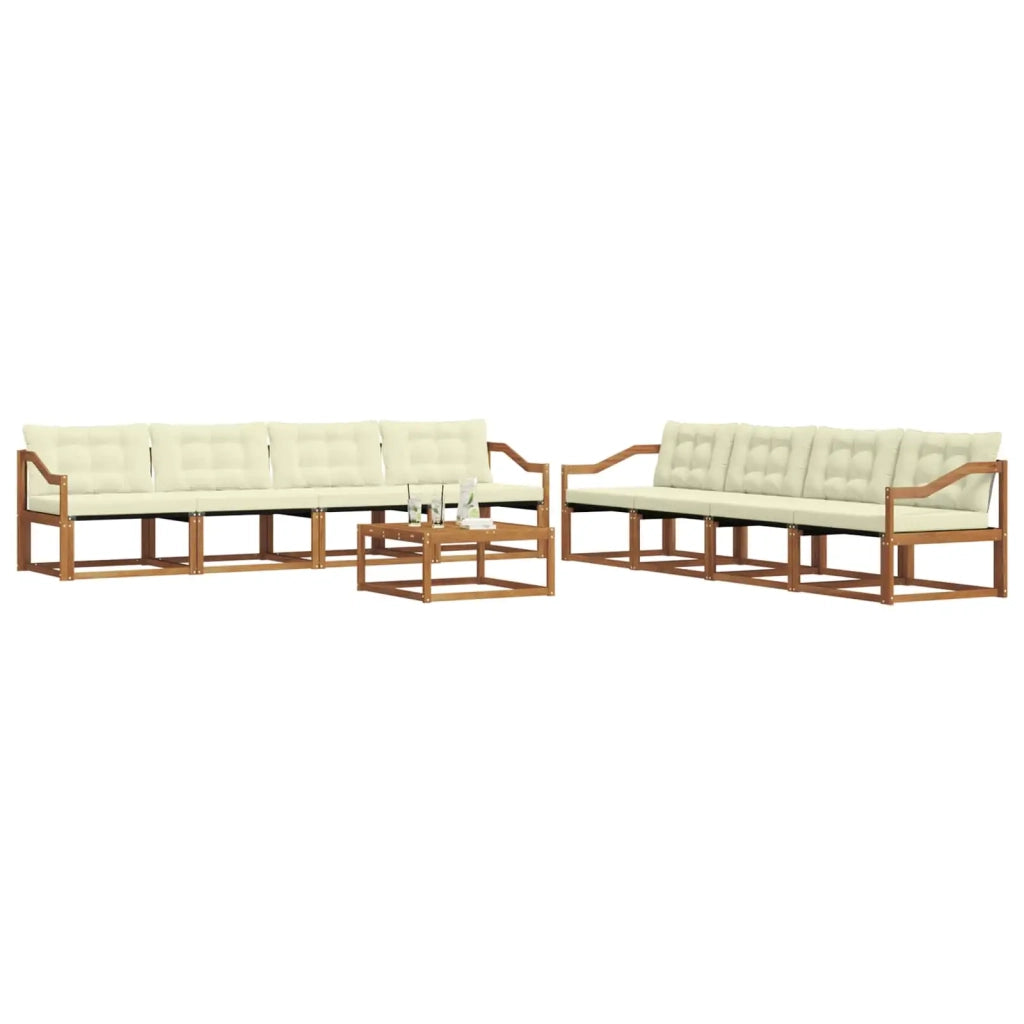 Set di divani da esterno con cuscino 9 pcs Naturale e Crema