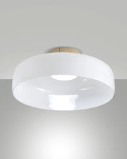 Plafoniera Lunar LED Integrato 26W 3150lm CCT 2700K-4000K in Metallo e Vetro Soffiato, Dimmerabile a step, IP20 Bianco - Lunar