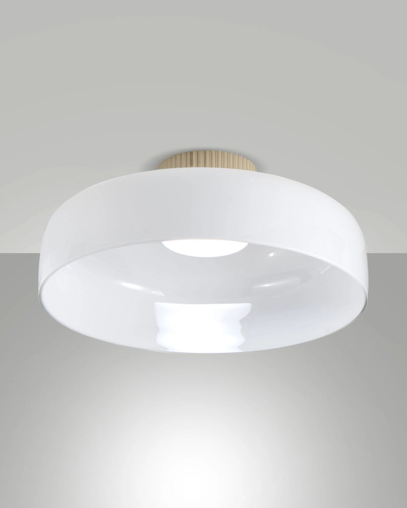 Plafoniera Lunar LED Integrato 26W 3150lm CCT 2700K-4000K in Metallo e Vetro Soffiato, Dimmerabile a step, IP20 Bianco - Lunar