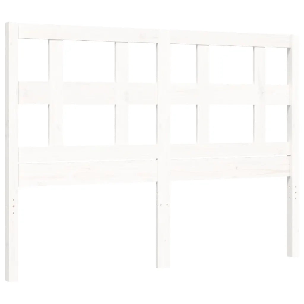 Giroletto con Testiera-Struttura Letto con testiera Bianco 140x200 cm in Legno Massello 968361
