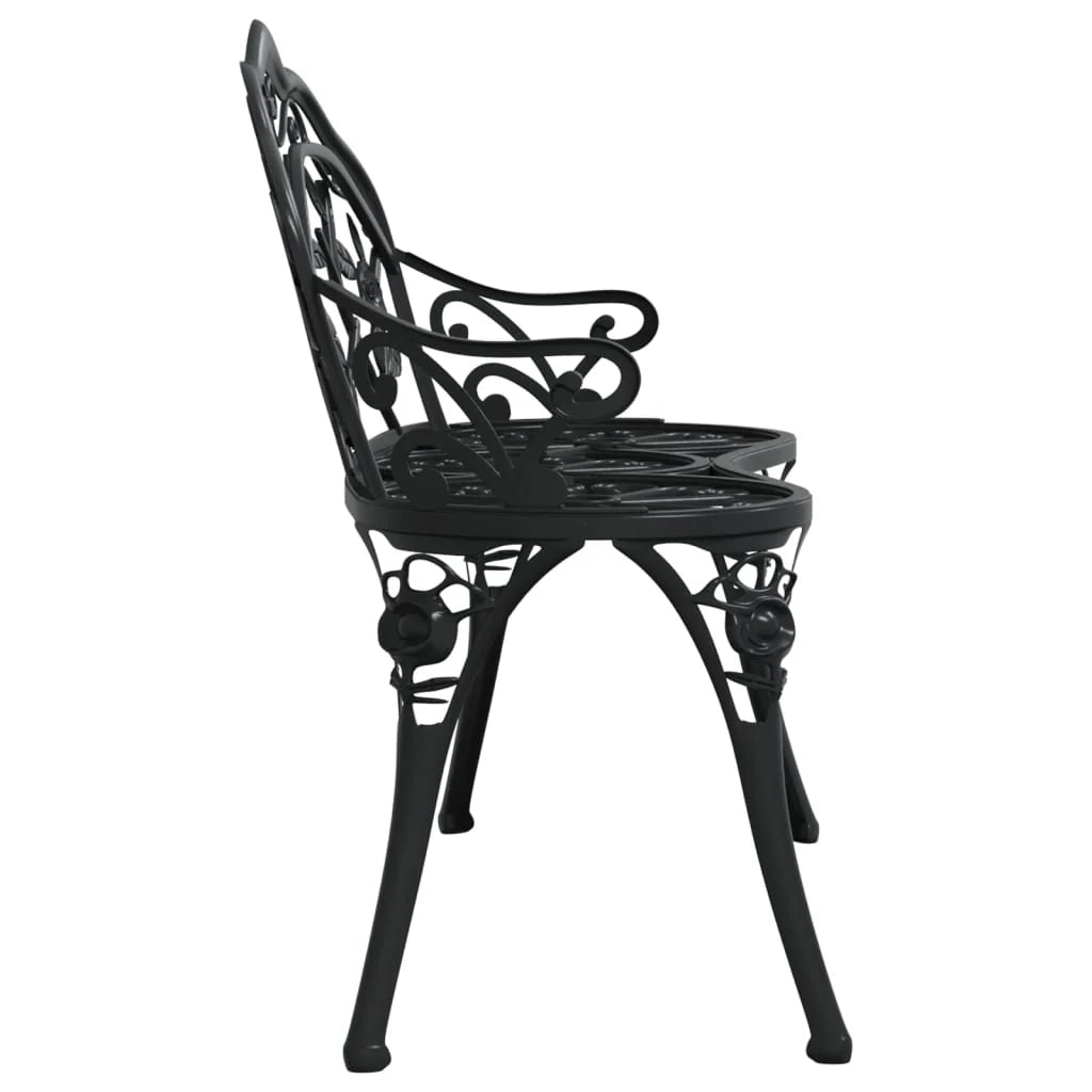 Panca da giardino mobili da esterno terrazza 100 x 54 x 80 cm alluminio pressofuso nero 02_0011142