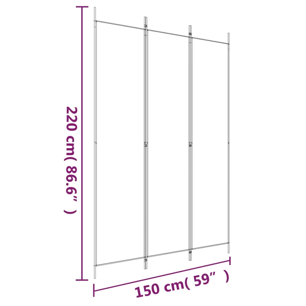 Divisorio a 3 Pannelli Antracite 150x220 cm in Tessuto 350196