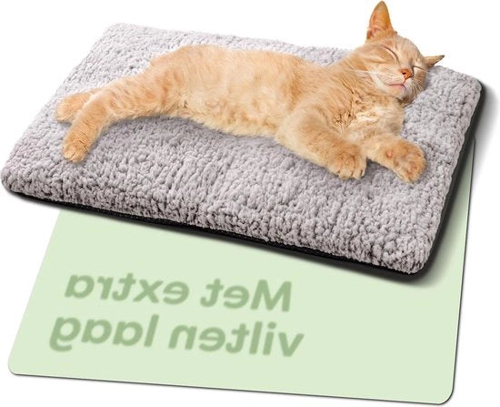 Duvetta autoisolante 60x45cm per Gatti e Cani - Duvetta morbida per Gatti - Matrice di riscaldamento per Gatti - Assorbimento del rumore - Indossabile e lavabile - Base anti-scivolo - Grigio.