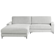 Divano angolare a destra in tessuto di ciniglia grigio chiaro Poliestere Metallo Gambe nere 190 x 272 x 83 cm Schienale imbottito e rifinito 3 posti a L Soggiorno in stile moderno