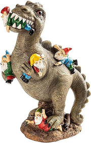 Statua di dinosauro e gnomi per giardino - Lavorazione in resina per esterni (S)