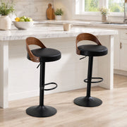 SGABELLO DA BAR Girevole con Schienale Set da 2 pezzi 42,5x42x77-98 cm PU Nero