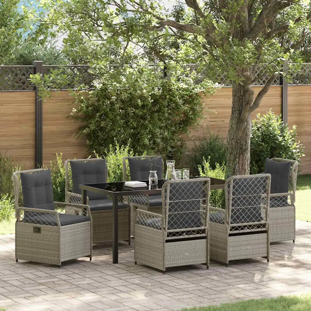 Set da Pranzo per Giardino 7 pcs Grigio chiaro polyrattan 3381020