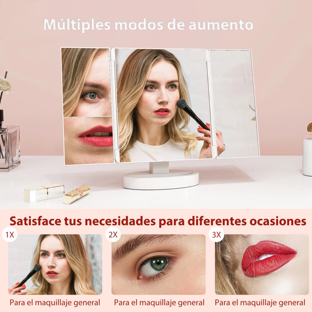 Specchio Trucco con Luce LED ¨C zephmum ¨C Bianco 21 Luci 1X/2X/3X