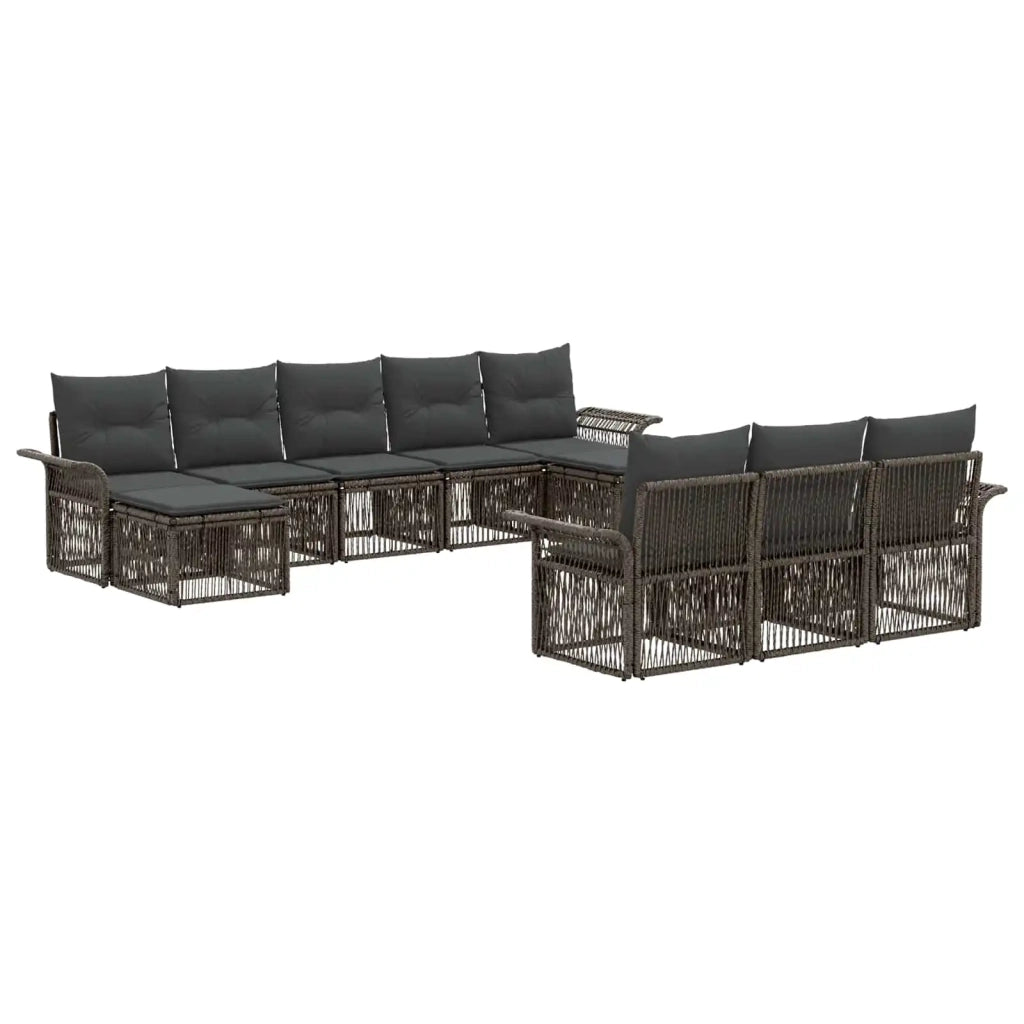 Set Divano da Giardino 10 pcs Grigio polyrattan 3434963