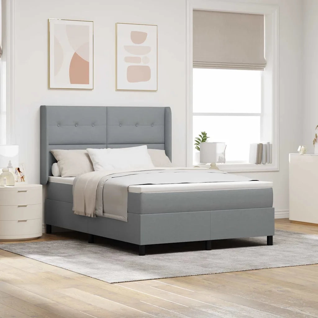 Letto a Sorgente LED Grigio chiaro 140 x 190 cm Tessuto