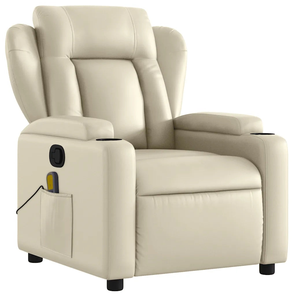 Poltrona da Massaggiante Reclinabile Crema Similpelle 372435