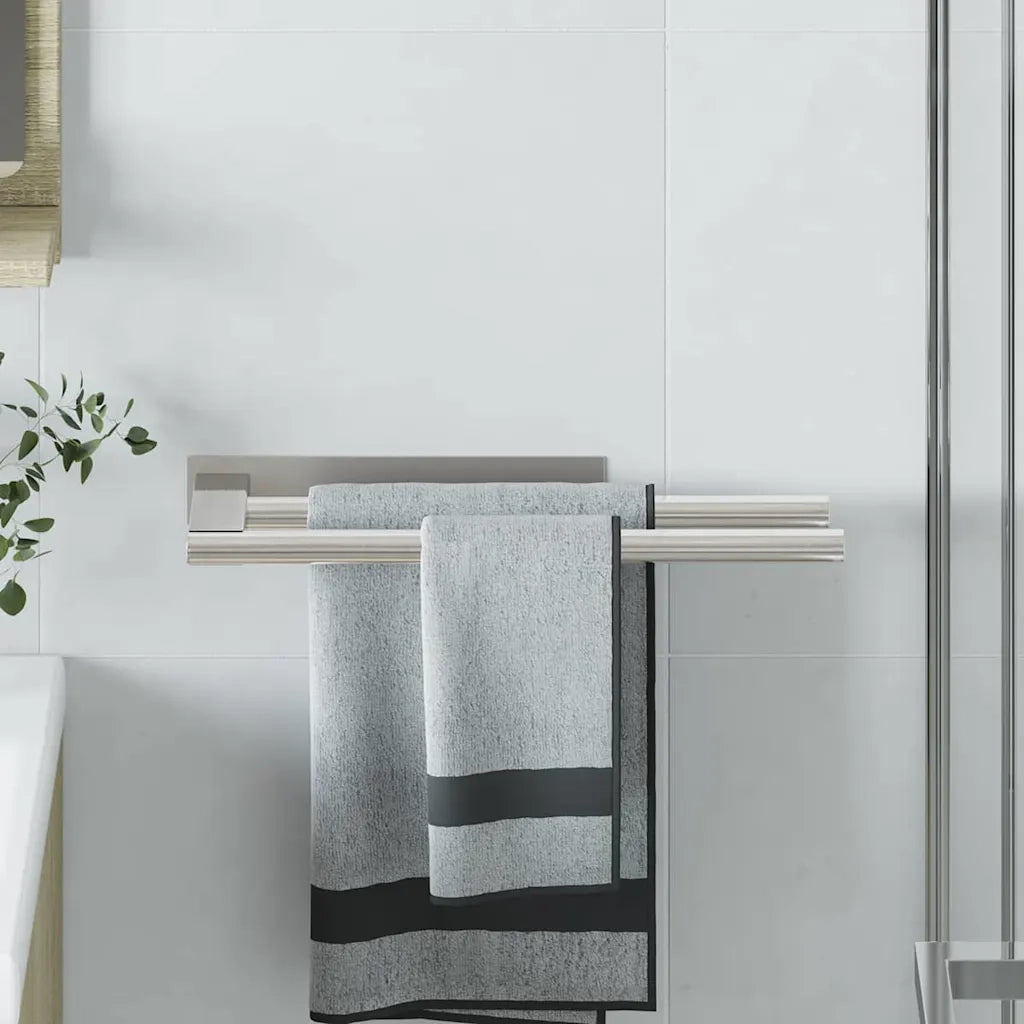 vidaXL Porta asciugamani Argento 40 x 9 x 4 cm Acciaio inossidabile