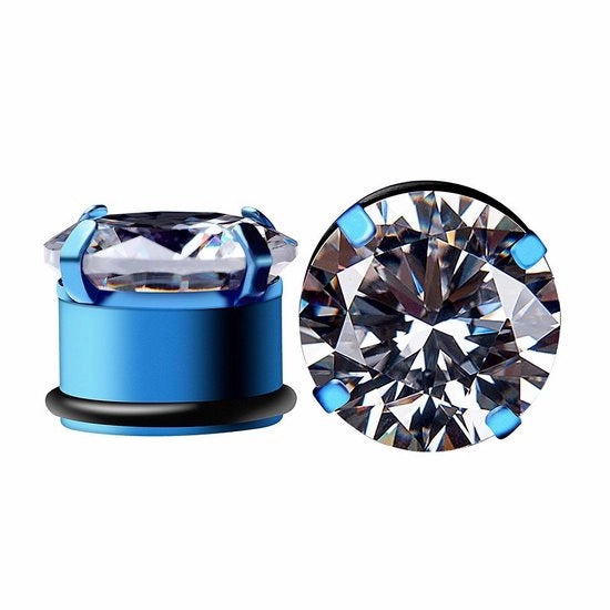 Orecchini a tunnel 10mm - Acciaio inossidabile - Zircone Cubico - Nero - 2 pezzi - Adatti a diversi eventi - Orecchini da ascolto