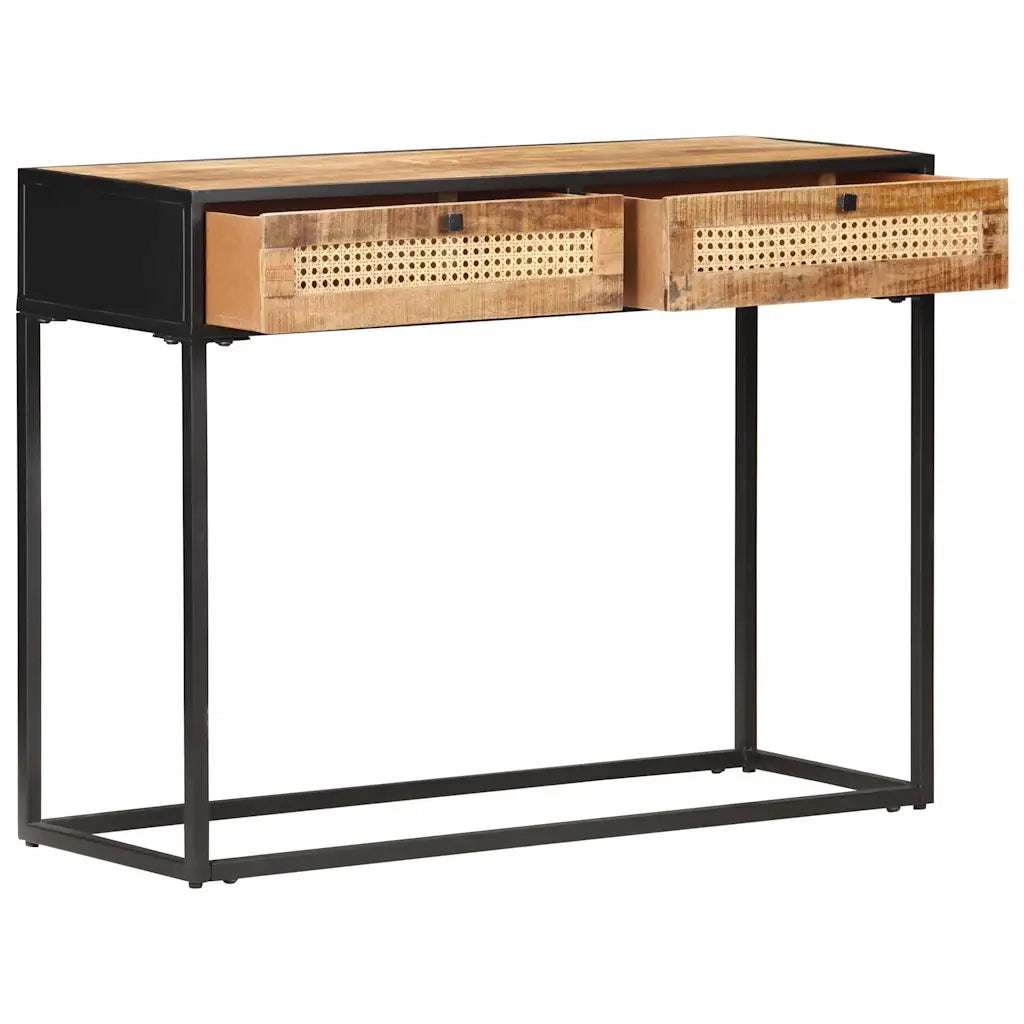 Tavolo Consolle 100x35x75 cm in Legno di Mango e Canna Naturalecod mxl 106788