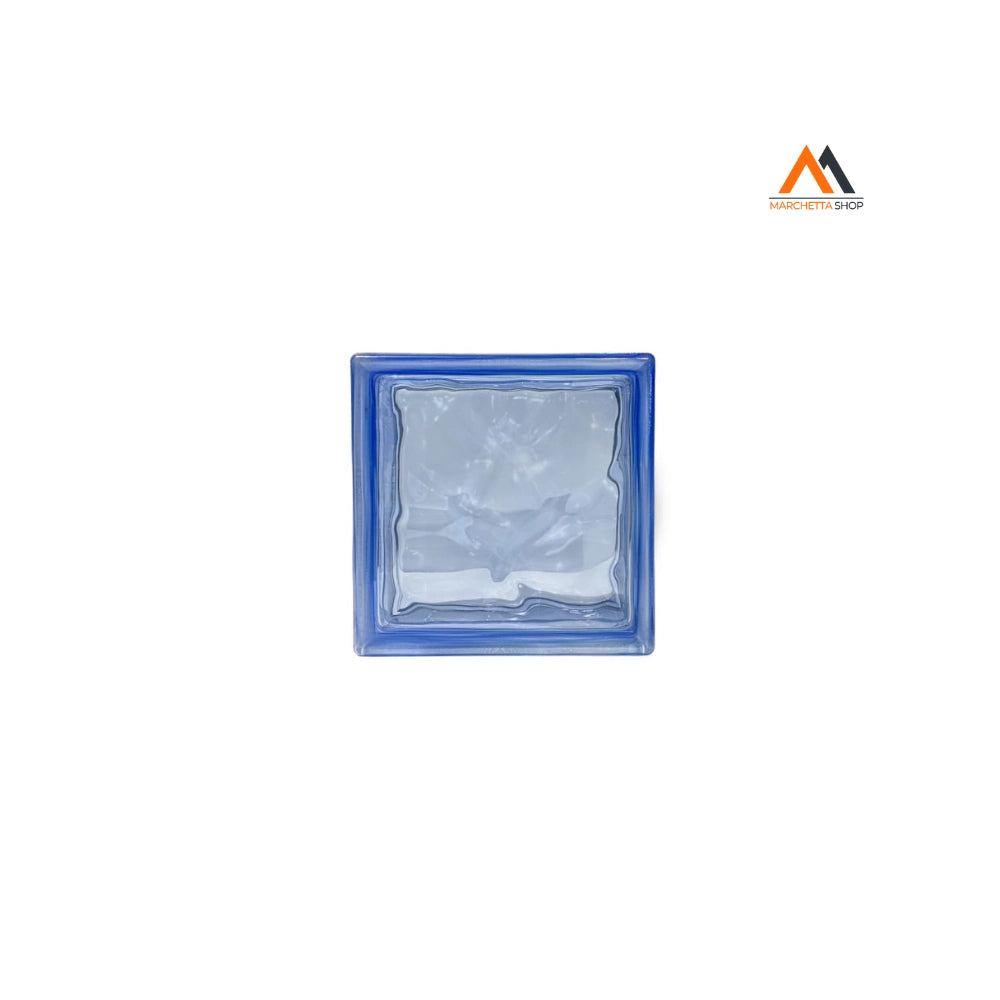MATTONE IN VETROCAMERA ONDULATO cm 19 x 19 x 8 - blu