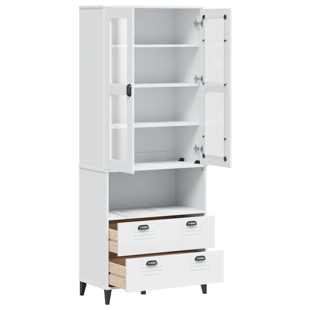 Credenza VIKEN Bianca 80x40x200 cm in Legno Massello di Pino 3207141