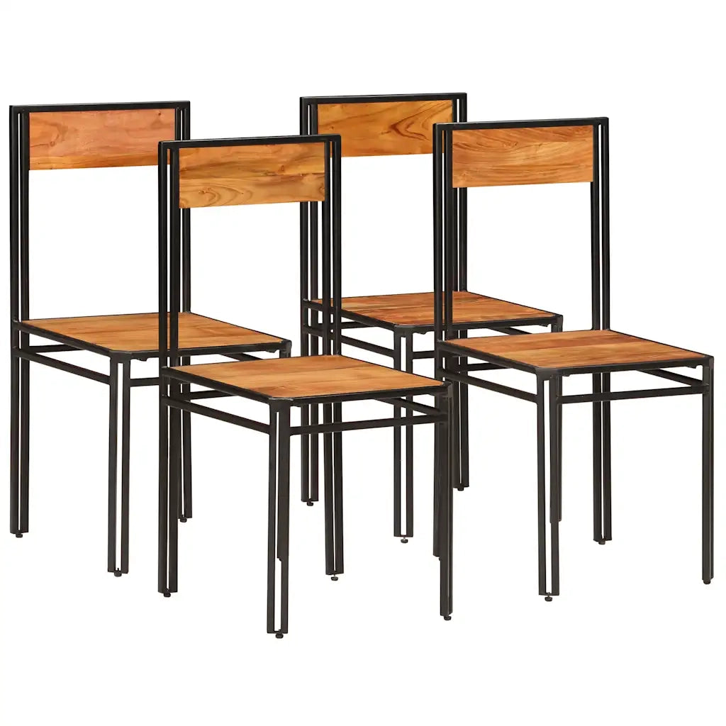 Sedie da Pranzo 4 pz in Legno Massello di Acacia