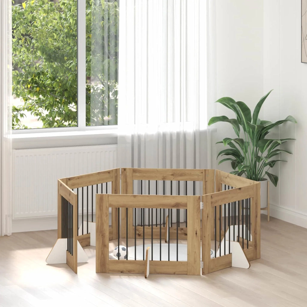 Cancello per cani con supporti 6 pcs Rovere Artigianale 892144