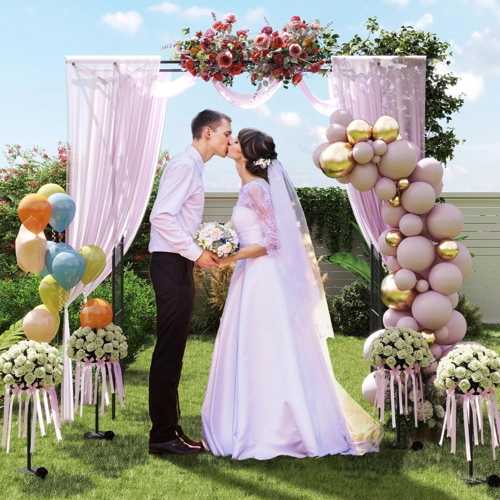 Pergolato a Arco da Giardino, Pergola da Esterno Decorativa in Metallo per Piante Rampicanti, Arco da Esterno per Feste, Matrimonio (Nero, Modello 2)